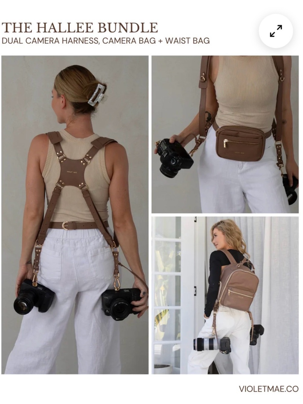 Hallee Dual Camera Harness, Waist Bag, Backpack